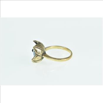 14K Vintage Natural Opal Ornate Tulip Flower Yellow Gold Ring, Size 5.75
