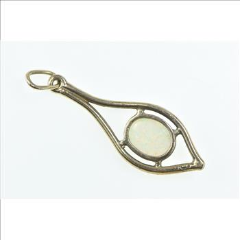 14K Vintage Natural Opal Point Drop Statement Yellow Gold Pendant