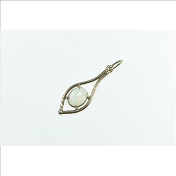 14K Vintage Natural Opal Point Drop Statement Yellow Gold Pendant