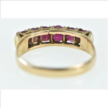 14K Vintage Natural Ruby Six Stone Fashion Band Yellow Gold Ring, Size 7.75