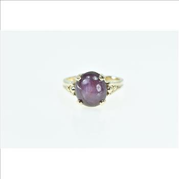 14K Vintage Natural Star Ruby Cabochon Statement Yellow Gold Ring, Size 7