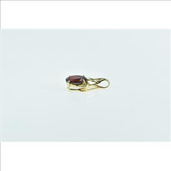 14K Vintage Oval Garnet Wavy Classic Yellow Gold Pendant
