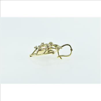 14K Vintage Pear Garnet Diamond Caged Heart Love Yellow Gold Pendant