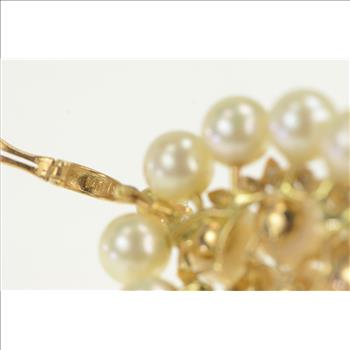 14K Vintage Pearl 0.59 Ctw Diamond Cluster Yellow Gold Pendant