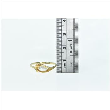 14K Vintage Pearl Calla Lily Flower Statement Yellow Gold Ring, Size 8