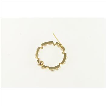 14K Vintage Pearl Retro Circle Fashion Yellow Gold Pin/Brooch