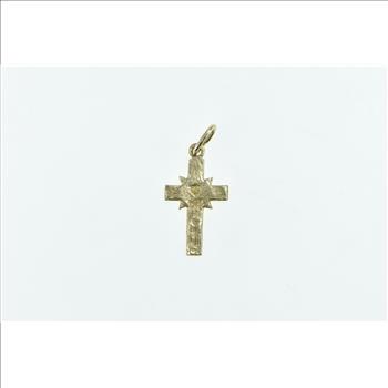 14K Vintage Retro Cross Christian Faith Symbol Yellow Gold Charm/Pendant