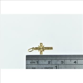 14K Vintage Retro Cross Christian Faith Symbol Yellow Gold Charm/Pendant