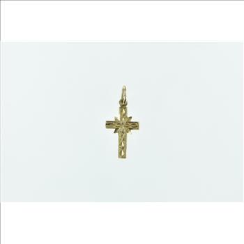 14K Vintage Retro Cross Christian Faith Symbol Yellow Gold Charm/Pendant