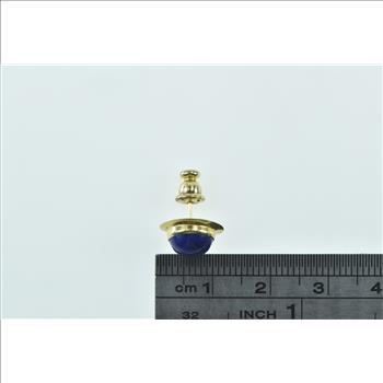 14K Vintage Round Lapis Lazuli Cabochon Stud Yellow Gold Earring