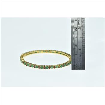 14K Vintage Ruby Emerald Encrusted Bangle Yellow Gold Bracelet 7