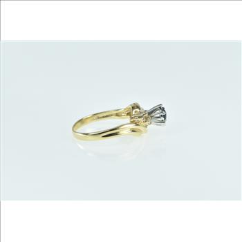 14K Vintage Sapphire Diamond Cluster Bypass Yellow Gold Ring, Size 6