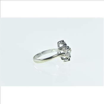 14K Vintage Sapphire Diamond Spiral Cluster White Gold Ring, Size 5.75