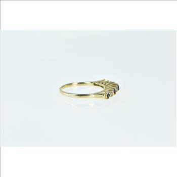 14K Vintage Sapphire Diamond Wavy Wedding Band Yellow Gold Ring, Size 6.75