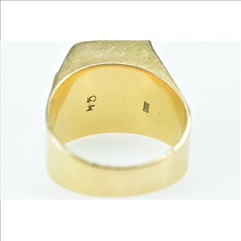 14K Vintage Squared Diamond Syn. Sapphire Yellow Gold Ring, Size 11.25