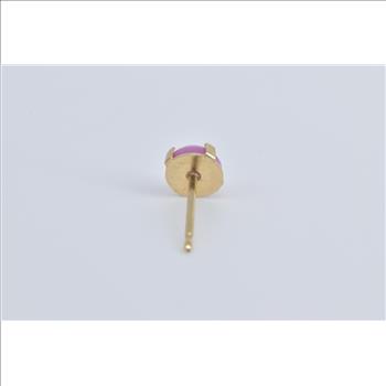 14K Vintage Syn. Pink Sapphire Single Stud Yellow Gold Earring