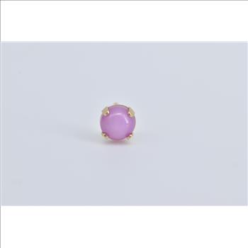 14K Vintage Syn. Pink Sapphire Single Stud Yellow Gold Earring