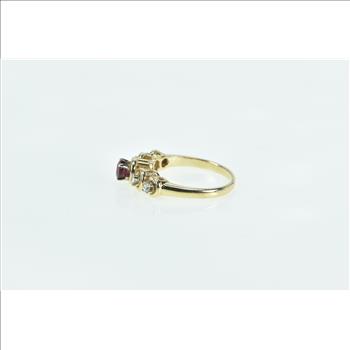 14K Vintage Tourmaline Diamond Classic Engagement Yellow Gold Ring, Size 6.25