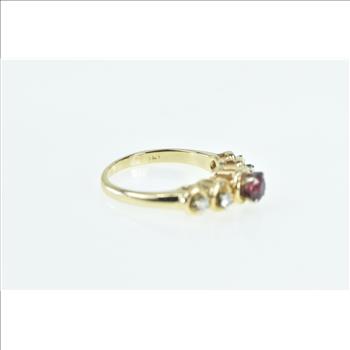 14K Vintage Tourmaline Diamond Classic Engagement Yellow Gold Ring, Size 6.25