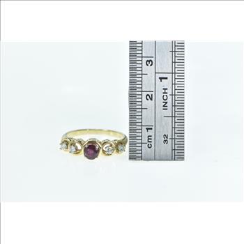 14K Vintage Tourmaline Diamond Classic Engagement Yellow Gold Ring, Size 6.25