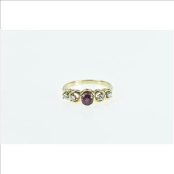 14K Vintage Tourmaline Diamond Classic Engagement Yellow Gold Ring, Size 6.25