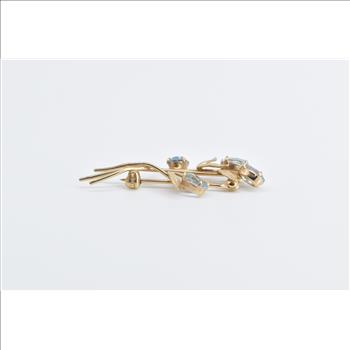 14K Vintage Van Dell Blue Topaz Bouquet Flower Yellow Gold Pin/Brooch