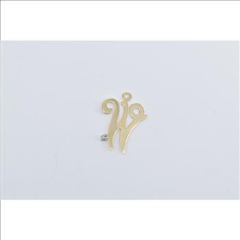 14K W Letter Monogram Initial Name White Sapphire Yellow Gold Charm/Pendant