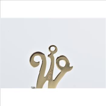 14K W Letter Monogram Initial Name White Sapphire Yellow Gold Charm/Pendant