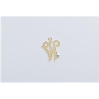 14K W Letter Monogram Initial Name White Sapphire Yellow Gold Charm/Pendant