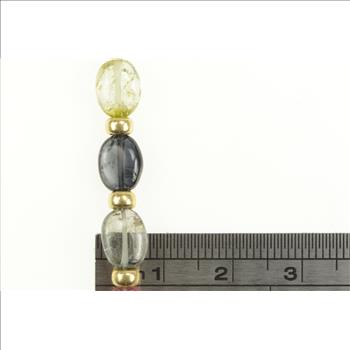 14K Watermelon Tourmaline Pearl Beaded Statement Yellow Gold Necklace 38