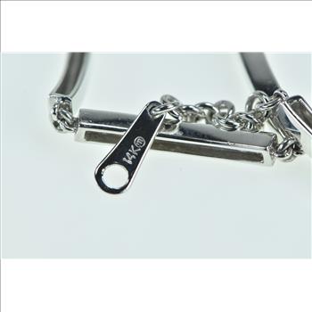 14K Wavy Bar Link Diamond Statement Tennis White Gold Bracelet 7