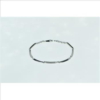 14K Wavy Bar Link Diamond Statement Tennis White Gold Bracelet 7