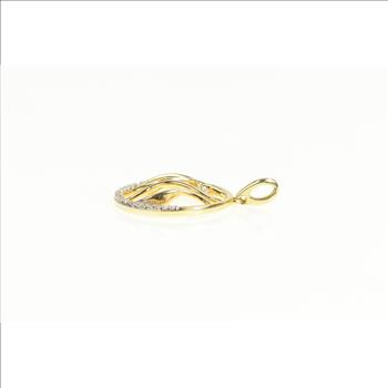 14K Wavy Curvy Diamond Circle Statement Yellow Gold Pendant