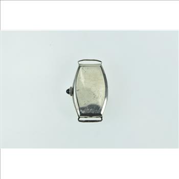 14K White Gold Art Deco Sleda Watch Co Diamond Sapphire Watch - Women's