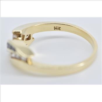 14K White & Treated Green Diamond Wavy Band Yellow Gold Ring, Size 7.5