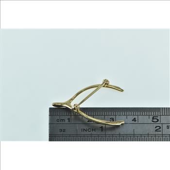 14K Wish Bone Good Luck Lucky Vintage Yellow Gold Pin/Brooch