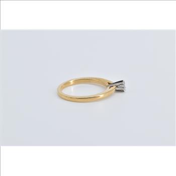 18K 0.22 Ct Diamond Solitaire Classic Engagement Yellow Gold Ring, Size 4.5