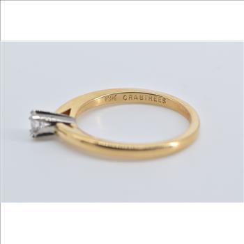 18K 0.22 Ct Diamond Solitaire Classic Engagement Yellow Gold Ring, Size 4.5