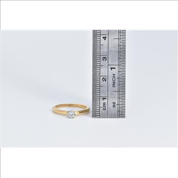 18K 0.22 Ct Diamond Solitaire Classic Engagement Yellow Gold Ring, Size 4.5