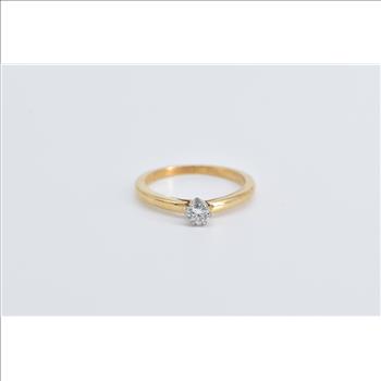 18K 0.22 Ct Diamond Solitaire Classic Engagement Yellow Gold Ring, Size 4.5