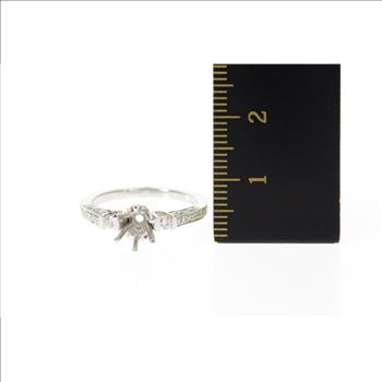 18K 0.24 Ctw 4.75mm Engagement Setting Semi Mount White Gold Ring, Size 6