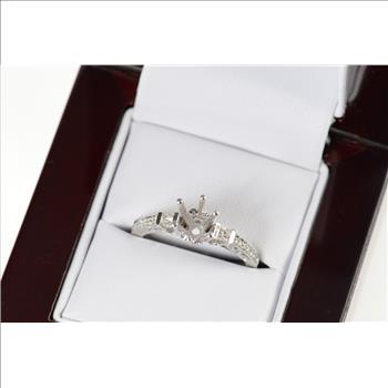 18K 0.24 Ctw 4.75mm Engagement Setting Semi Mount White Gold Ring, Size 6