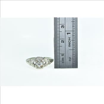 18K 0.30 Ct Old European Cut Diamond Engagement White Gold Ring, Size 5.75