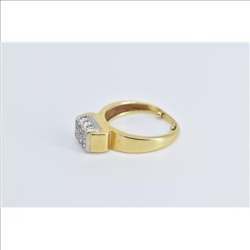 18K 0.36 Ctw Pave Diamond Squared Statement Yellow Gold Ring, Size 4.5