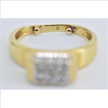 18K 0.36 Ctw Pave Diamond Squared Statement Yellow Gold Ring, Size 4.5