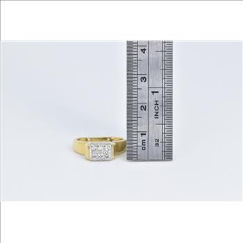 18K 0.36 Ctw Pave Diamond Squared Statement Yellow Gold Ring, Size 4.5