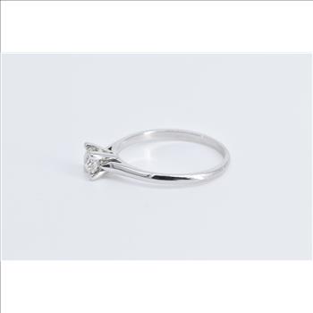 18K 0.45 Ct Natural Diamond Classic Engagement White Gold Ring, Size 9.25