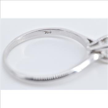 18K 0.45 Ct Natural Diamond Classic Engagement White Gold Ring, Size 9.25