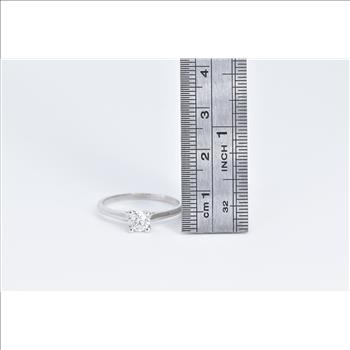 18K 0.45 Ct Natural Diamond Classic Engagement White Gold Ring, Size 9.25