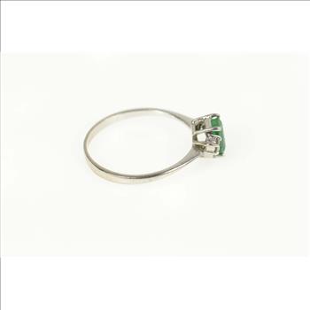 18K 0.47 Ctw Natural Emerald Diamond Engagement White Gold Ring, Size 5.5